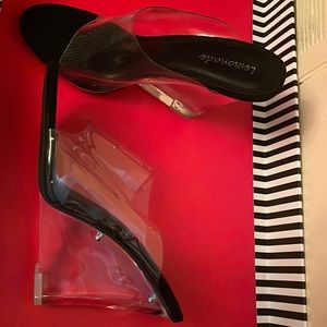 Vinyl mule sexy shoes heels